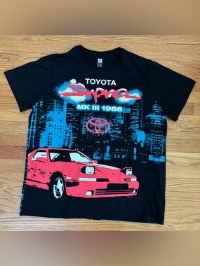 Toyota Supra MK3 1986 Graphic T-Shirt Men’s 2XL Black Neon JDM Retro Car Tee New